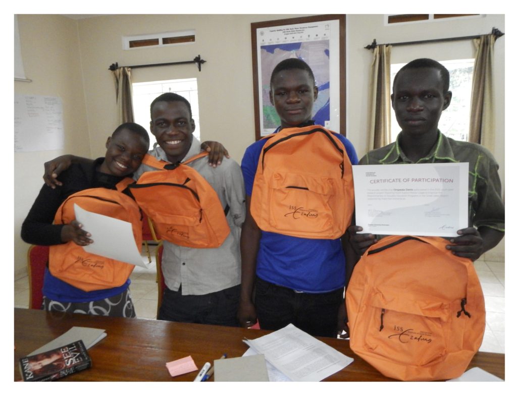 Youth Peer Researchers w Backpacks, Certificates